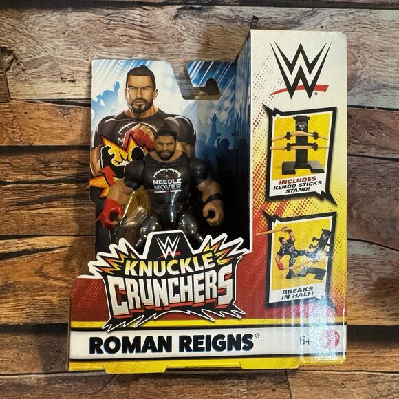 WWE Roman Reigns Knuckle Crunchers Wrestling Action Figure Mattel Kendo Sticks - Picture 1 of 7